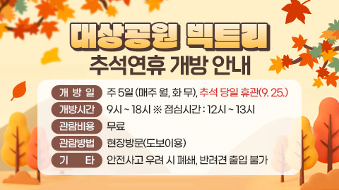 대상공원 빅트리 추석연휴 개방 안내