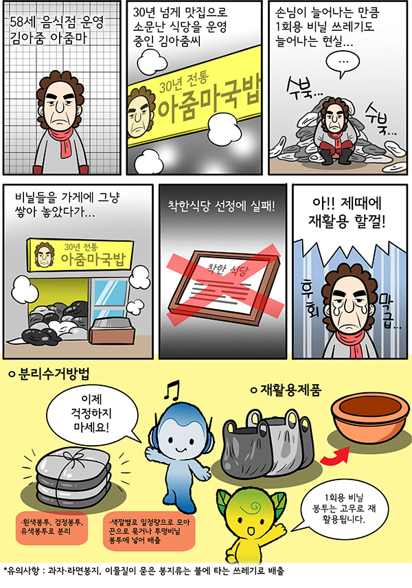 1회용비닐봉투 재활용 만화