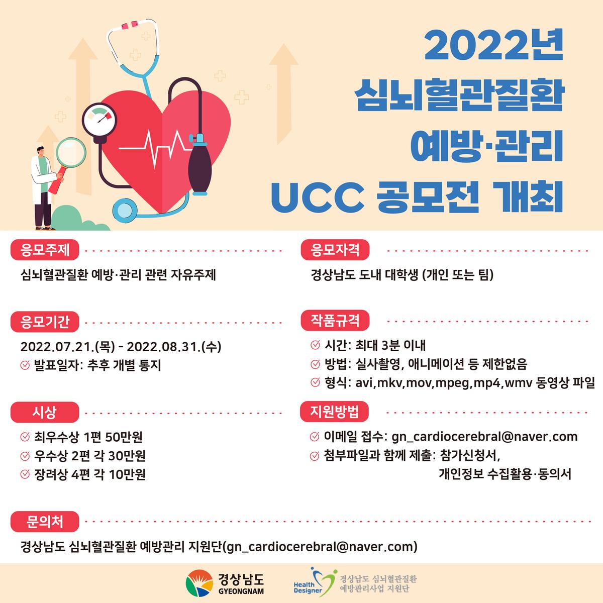 2022년 심뇌혈관질환 예방 관리 UCC 공모전 포스터