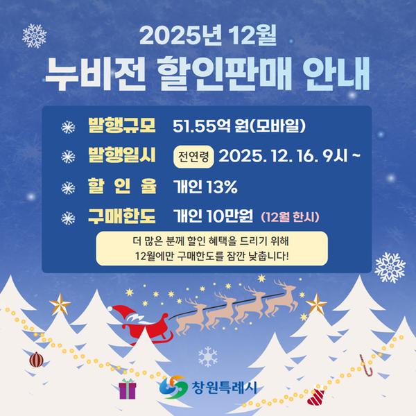 (카드뉴스) 2025년 12월 누비전(창원사랑상품권) 할인 판매 안내