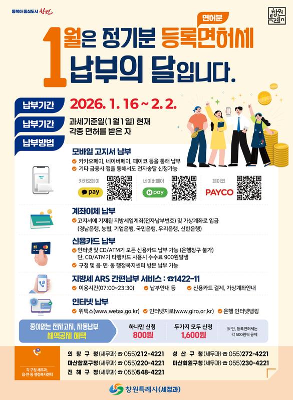 2026년 정기분 등록면허세 납부 홍보물