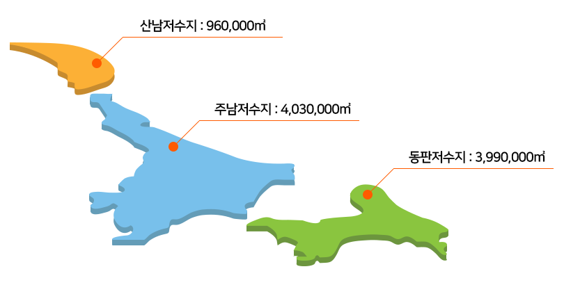 주남저수지 면적 지도, 상세 내용은 상단에 기재됨