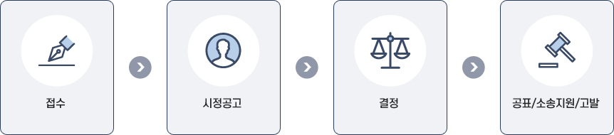 접수-시정공고-결정-공표/소송지원/고발