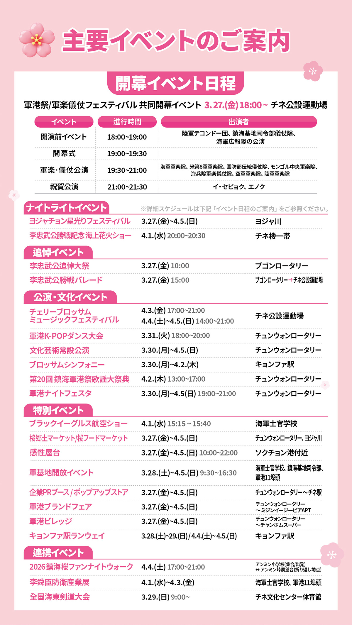 主要イベントのご案内