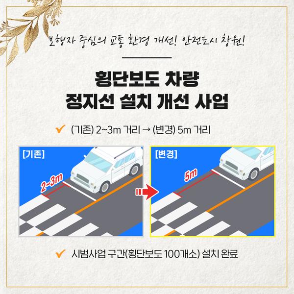 창원시, 횡단보도 정지선 이격 거리 확대 운영(횡단보도 정지선 이격 예시도).