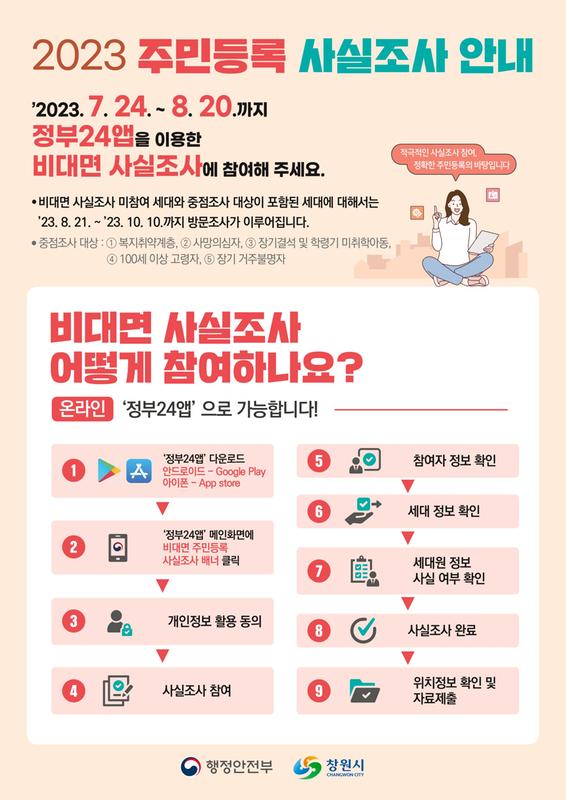 비대면 주민등록 사실조사 홍보 포스터