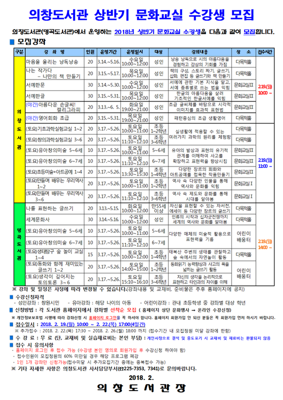                          의창도서관 상반기 문화교실 수강생 모집의창도서관 상반기 문화교실 수강생 모집001.png