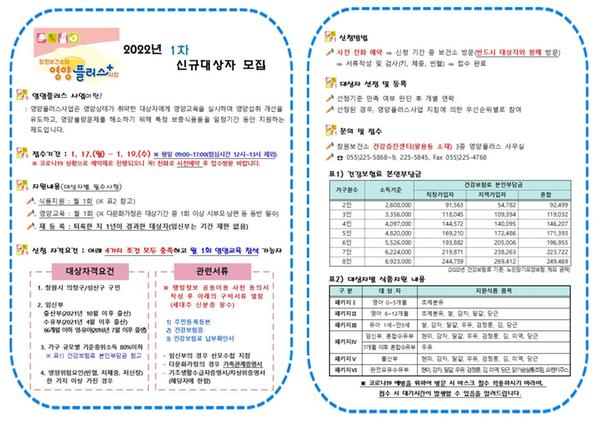 2022년 영양플러스 1차 신규대상자모집