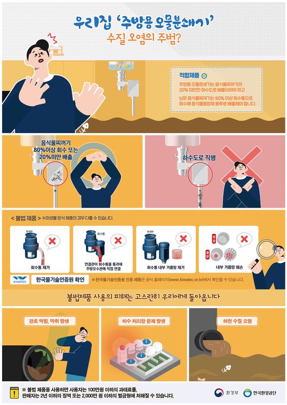 주방용 오물분쇄기 불법사용 근절 홍보 안내문