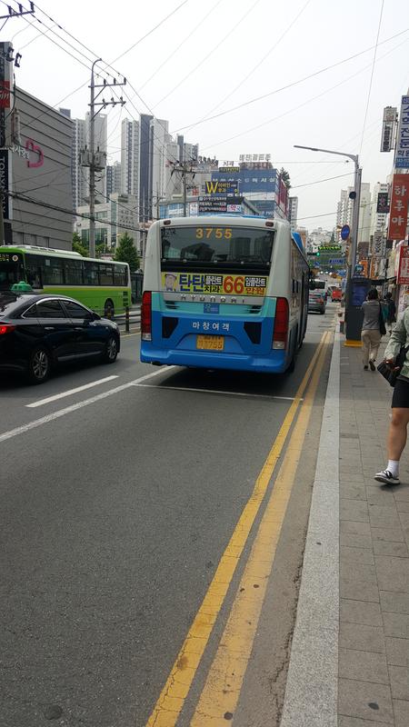 하차 후 촬영한 버스 뒷 사진