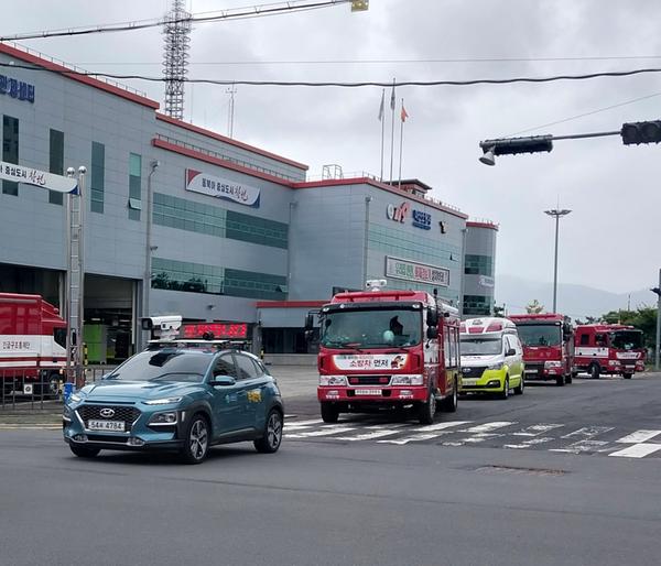 2023. 10. 25. 마산소방서, 유관기관 합동 소방차 길 터주기 훈련