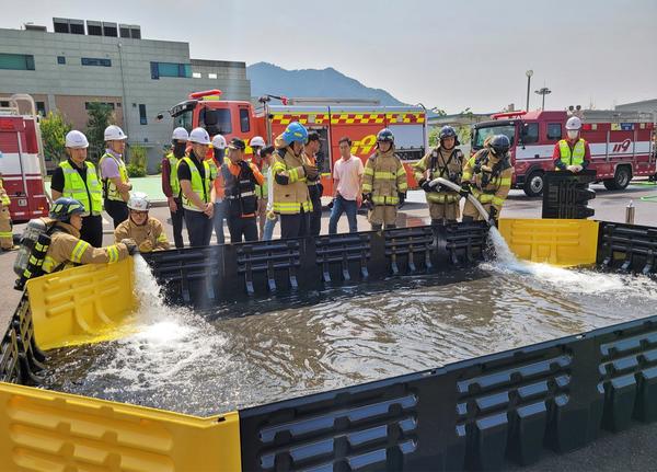 전기자동차 화재 대응 훈련 진행