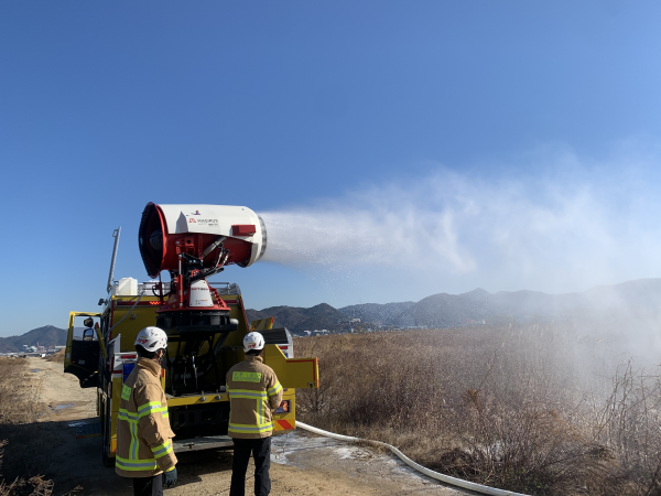 소방차 방수 훈련