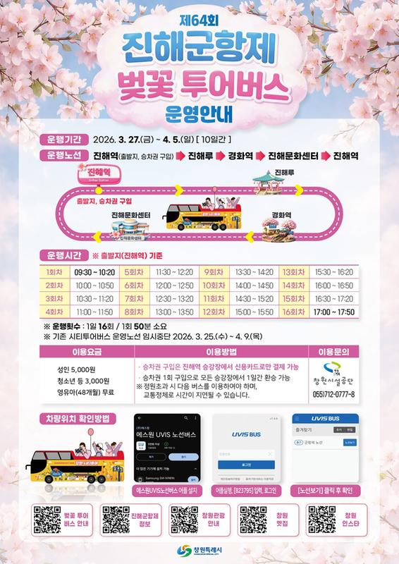 창원특례시, 제64회 진해군항제 벚꽃 투어버스 특별 운행창원특례시, 제64회 진해군항제 벚꽃 투어버스 특별 운행(관광과) (1).jpg