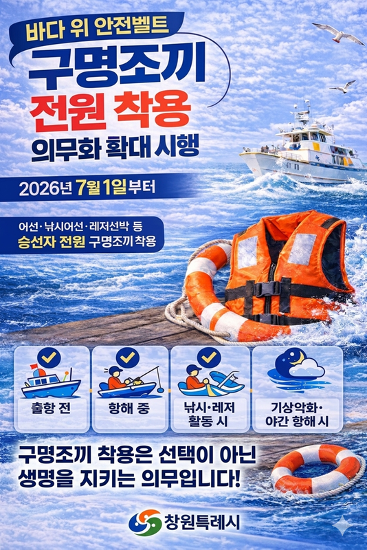 구명조끼 착용 의무 확대 시행 안내 포스터