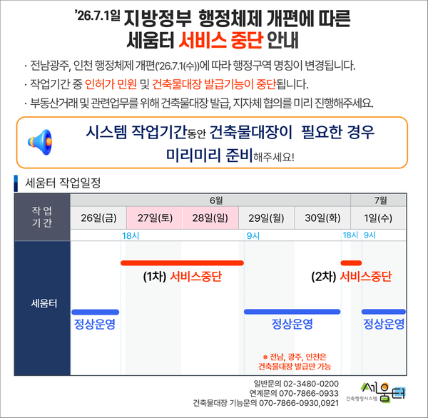 서비스 중단 안내 이미지 첨부
