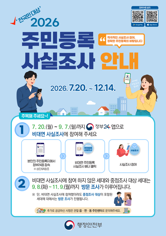 2026년 주민등록 사실조사 홍보 포스터