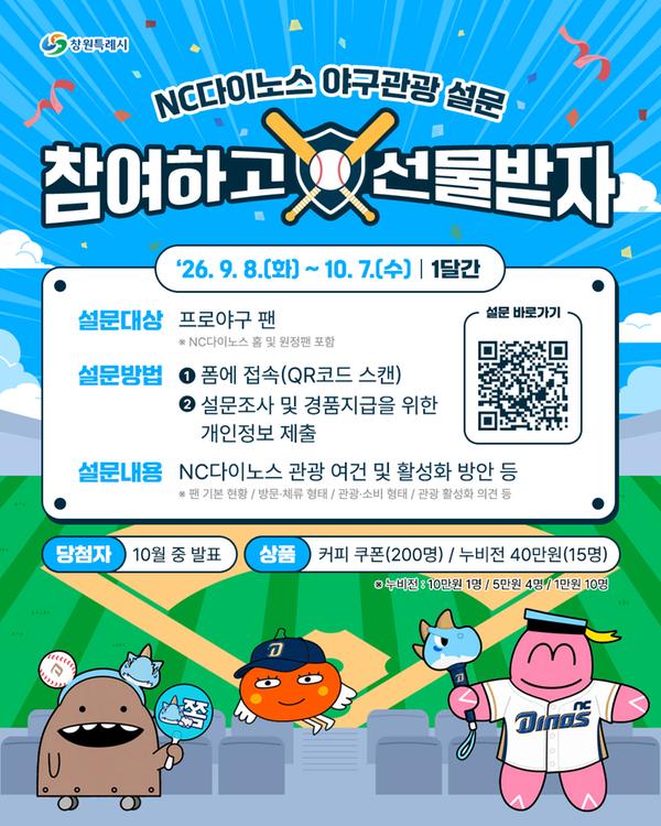 홍보 이미지창원특례시, 프로야구 팬 목소리 듣는다. 야구관광 활성화 설문조사 실시(관광과).jpg