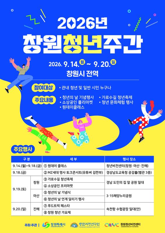 2026년 창원 청년주간 홍보 포스터창원특례시,「Youth First in 창원 2026 창원 청년주간」개최(청년정책담당관).jpg